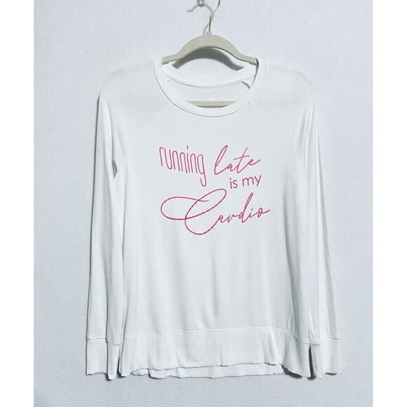 Wildfox Sweatshirt Womens Small Running Late is my Cardio Graphic Loungewear - Picture 2 of 6